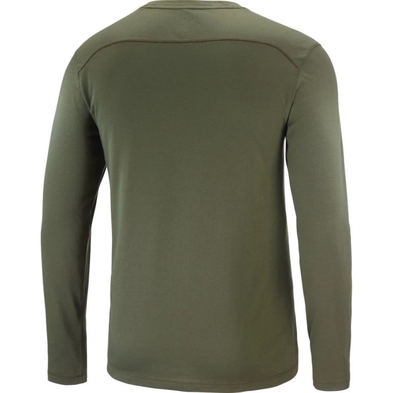 Camiseta Salomon Essential Long Sleeve Hombre Verde Oliva | MX ADFP192